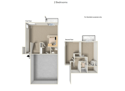 Floor plan for 2 beds, 1.5 baths, 1150 sqft